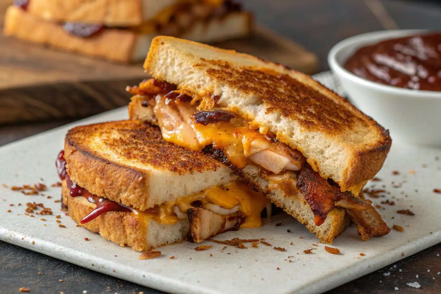 bbq chicken grilled cheese featured image