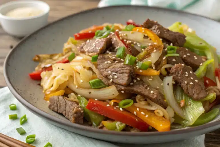 beef and cabbage stir fry featured image