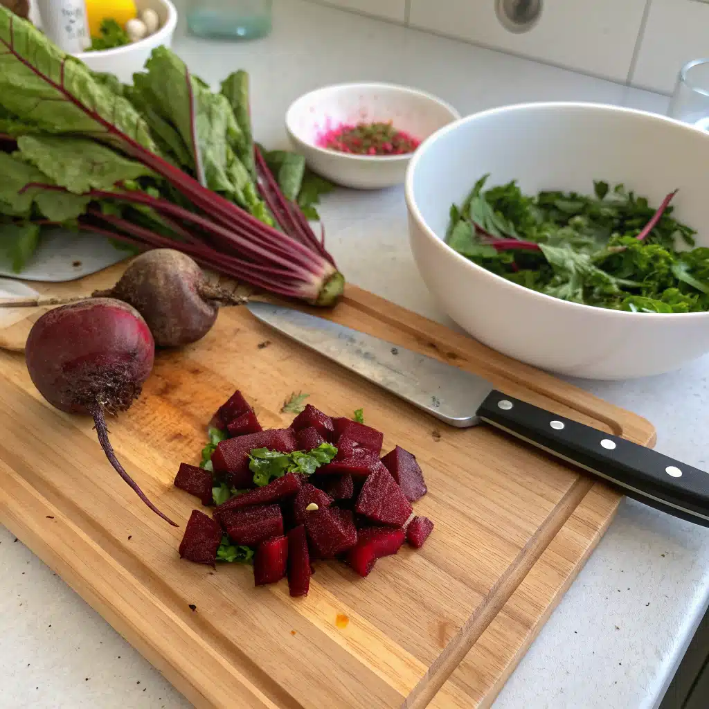 First step in making beetroot salad