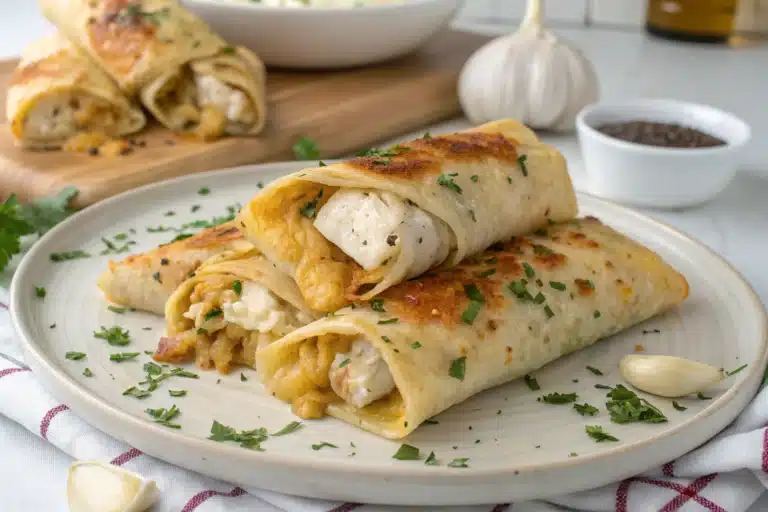 cheesy garlic chicken wraps featured image
