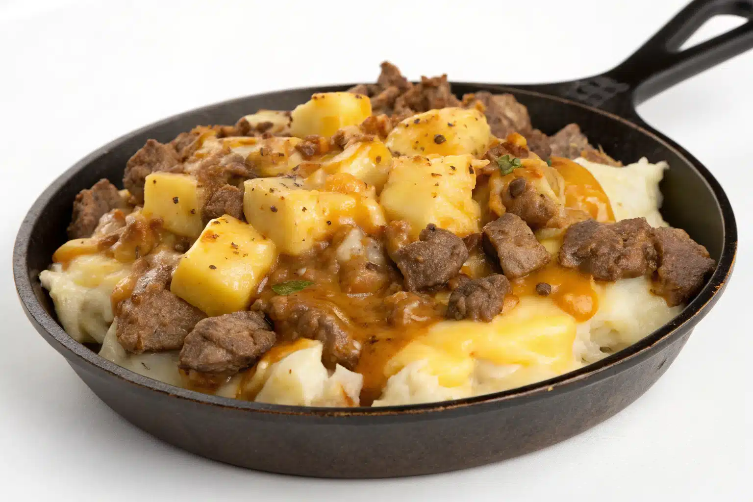 cheesy meat and potatoes skillet featured image