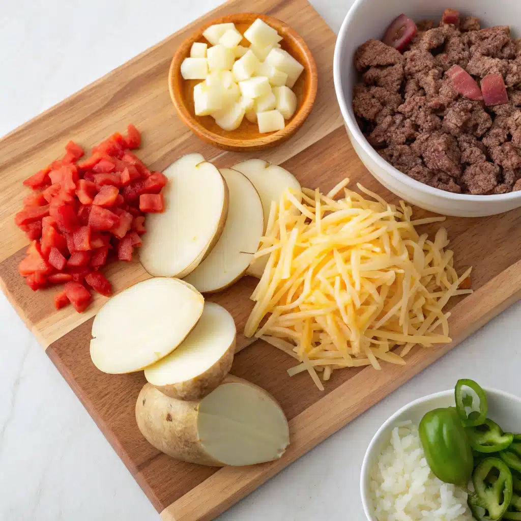 cheesy meat and potatoes skillet ingredients