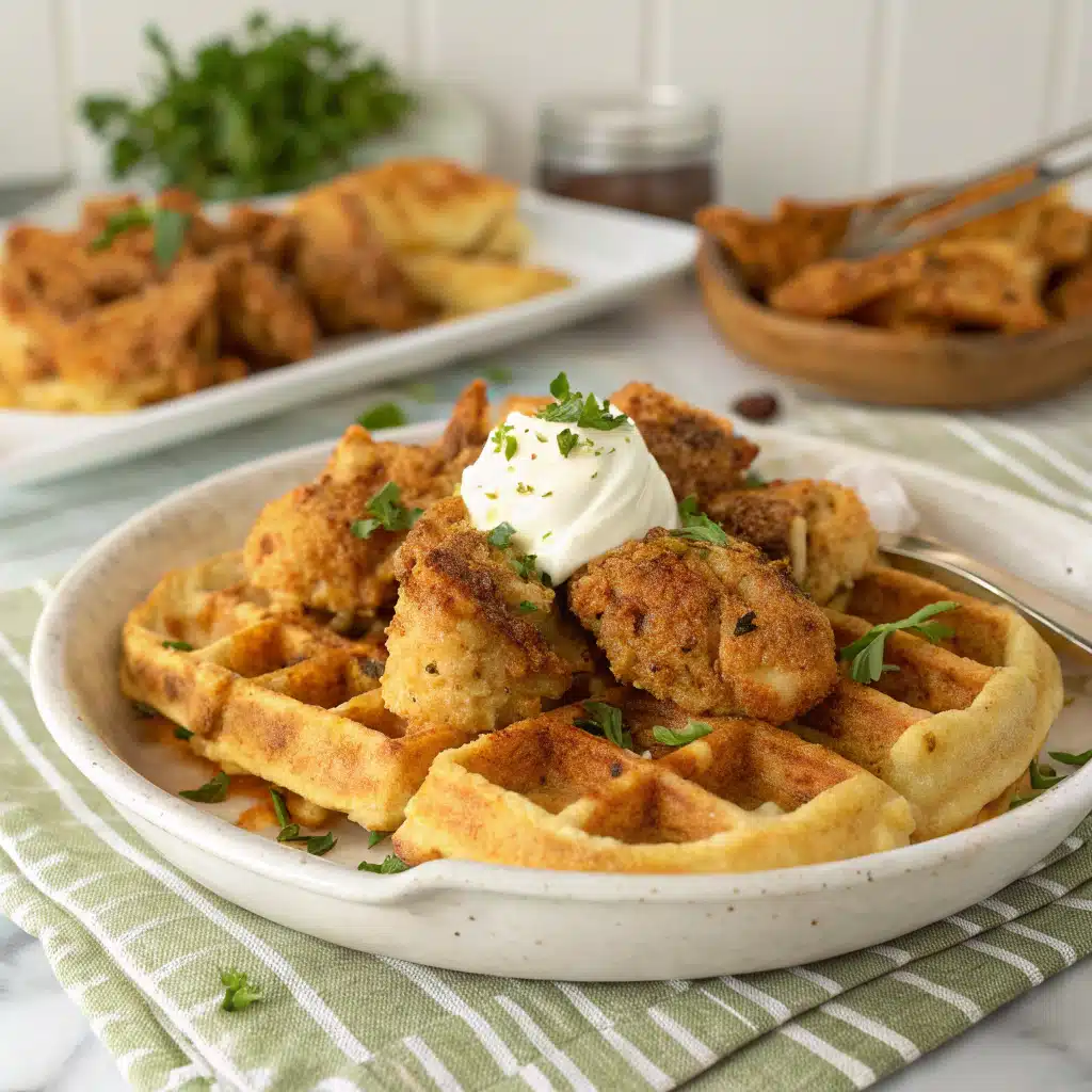 chicken and waffle breakfast casserole Serving