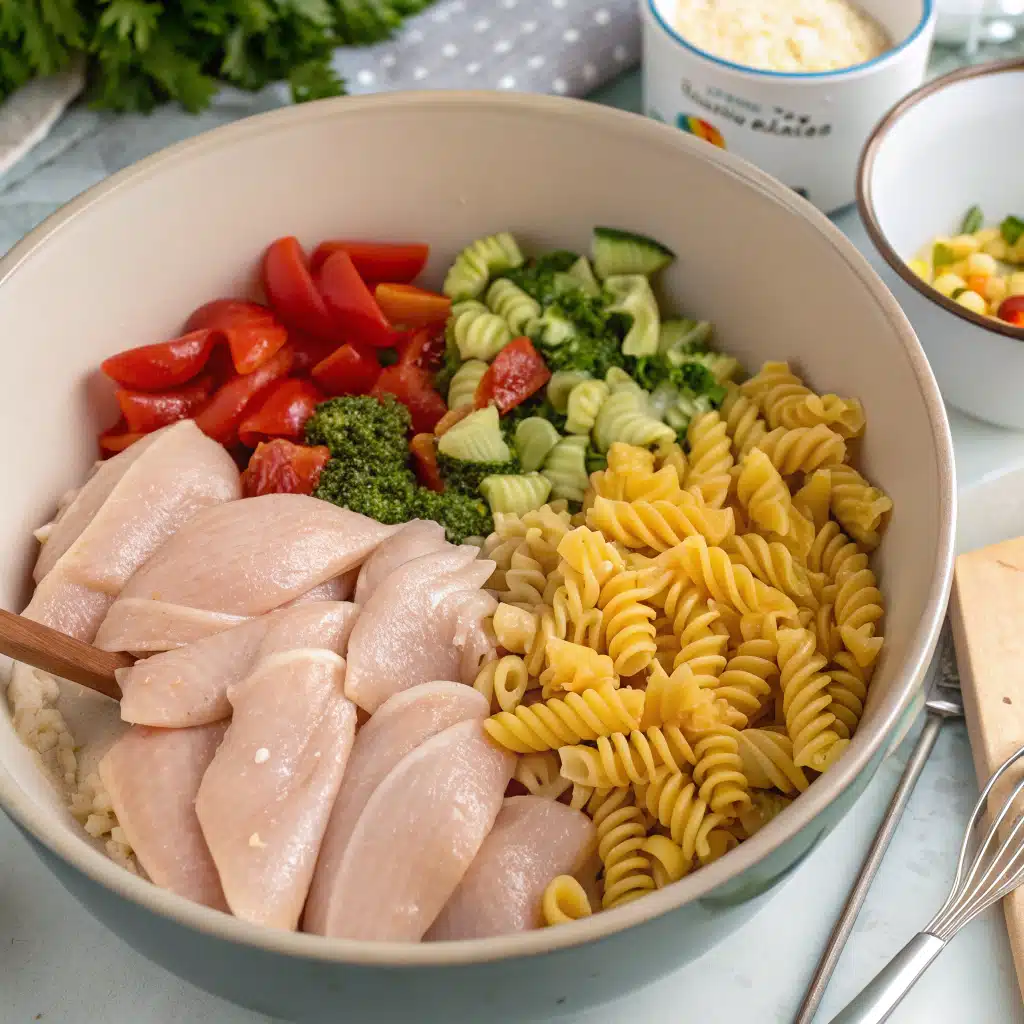 chicken pasta salad First Step