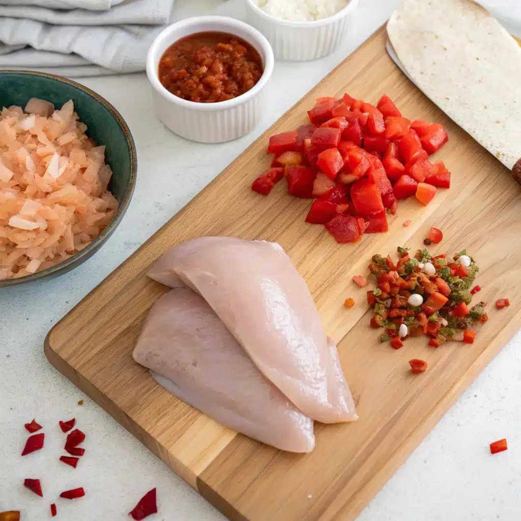 Chipotle chicken burrito first step