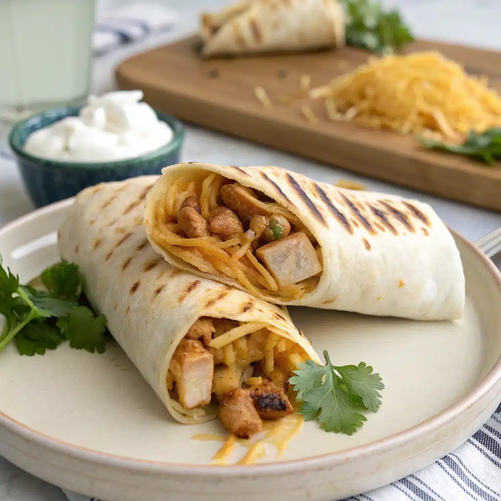 Chipotle chicken burrito serving