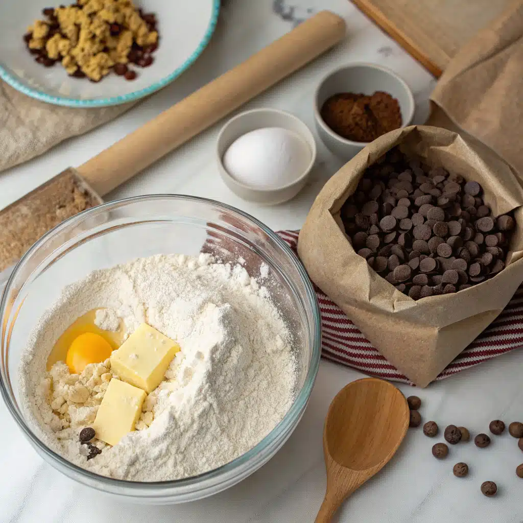 Chocolate chip muffin first step