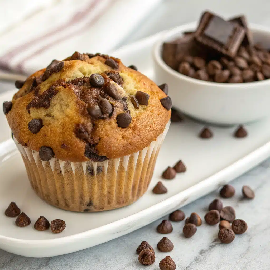 Chocolate chip muffin serving
