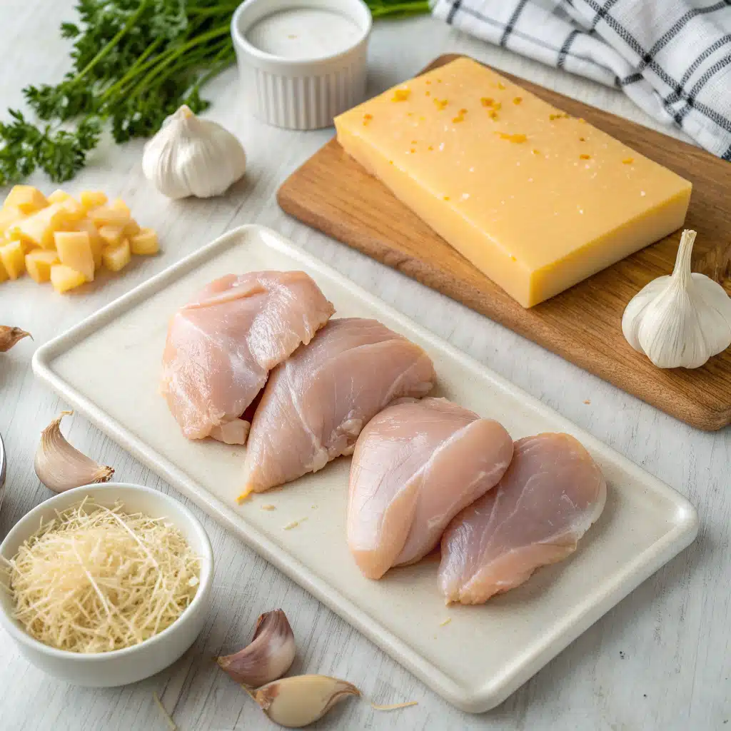 creamy cheddar garlic chicken First Step