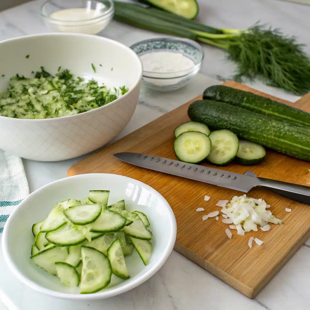 creamy cucumber salad First Step