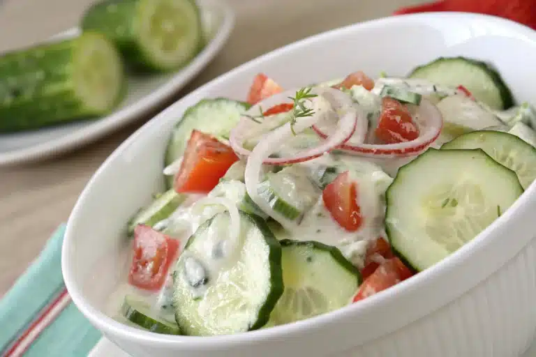 creamy cucumber salad featured image