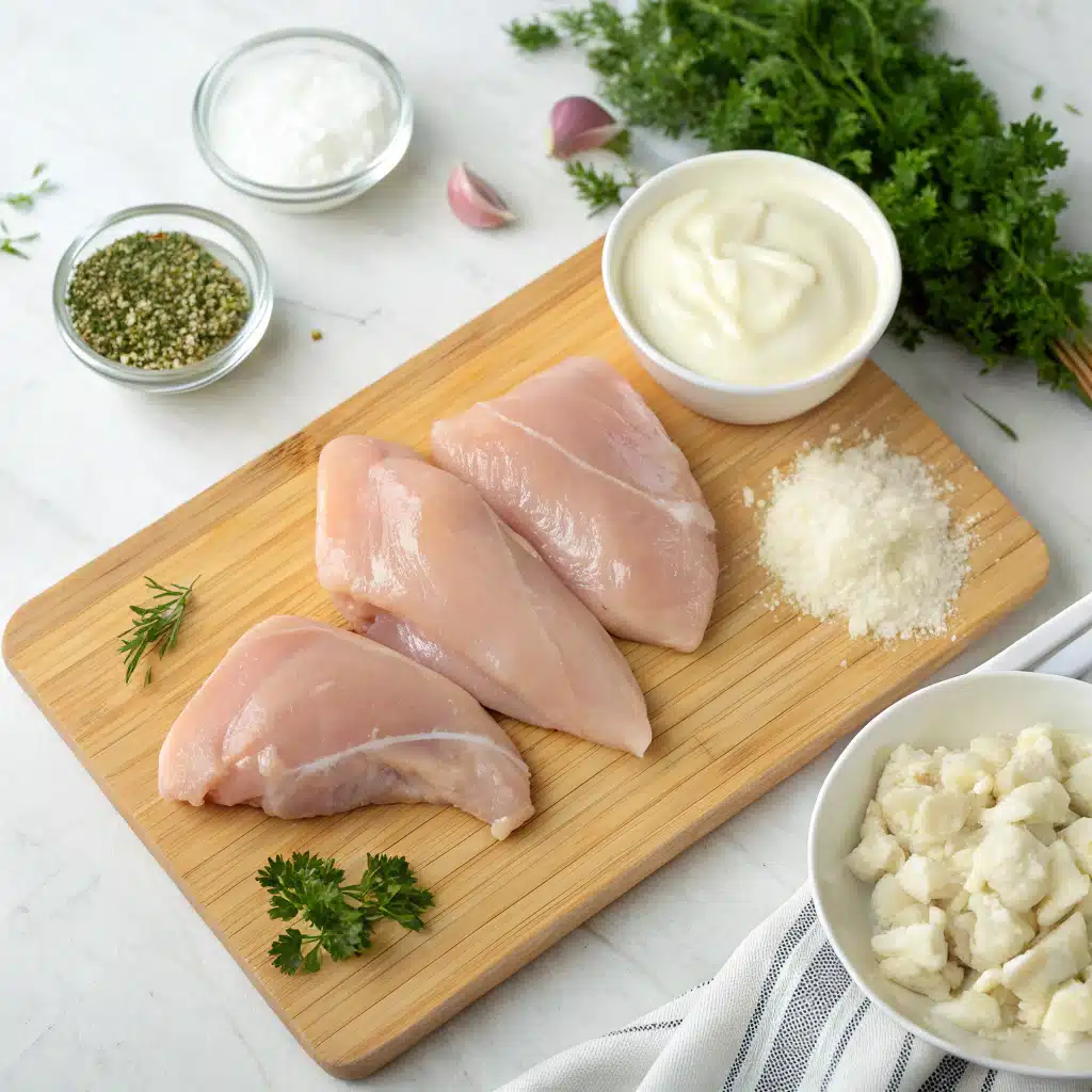 Creamy ranch chicken with rich sauce being spooned over golden chicken pieces
