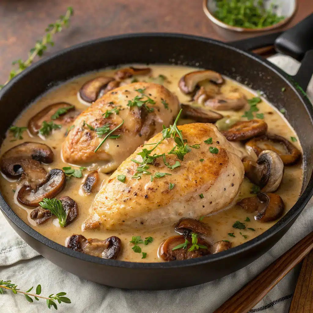 creamy skillet chicken with mushrooms Serving