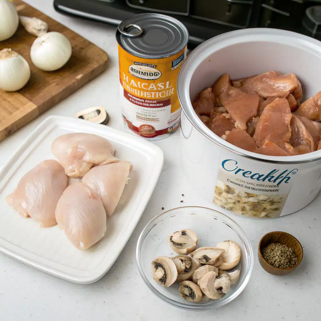 crockpot chicken with cream of mushroom First Step