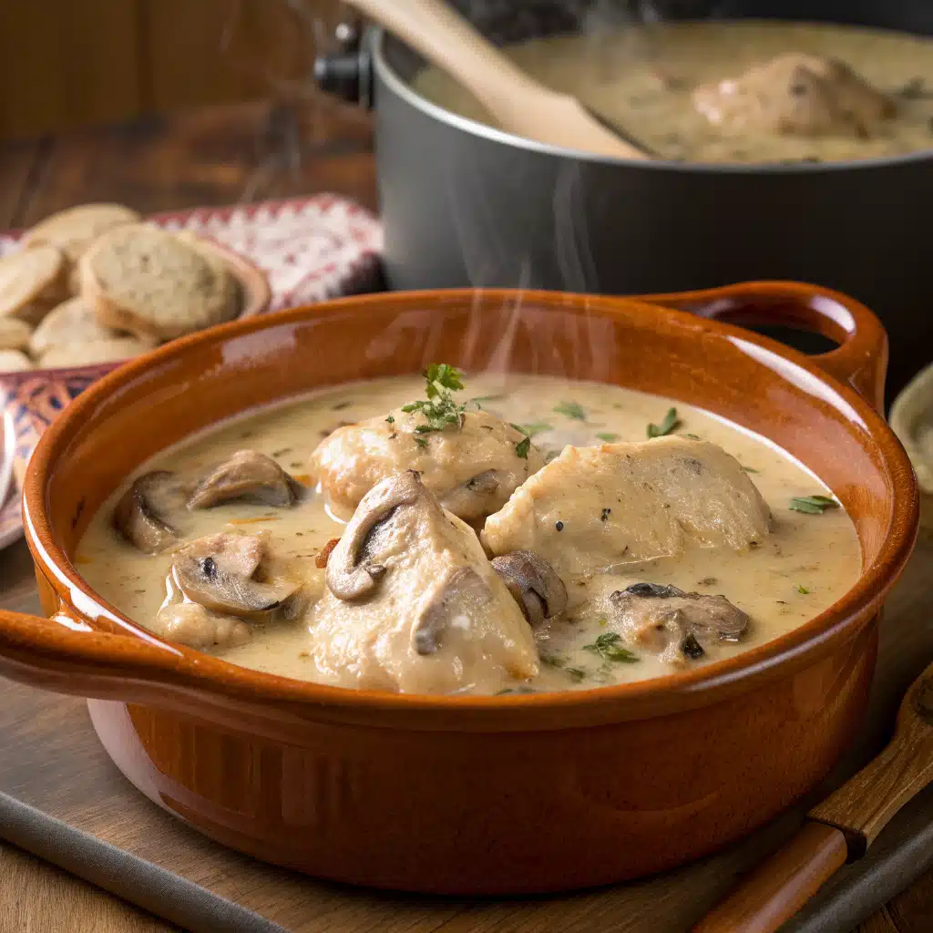 crockpot chicken with cream of mushroom Serving