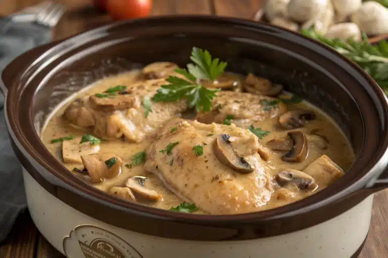 crockpot chicken with cream of mushroom featured image
