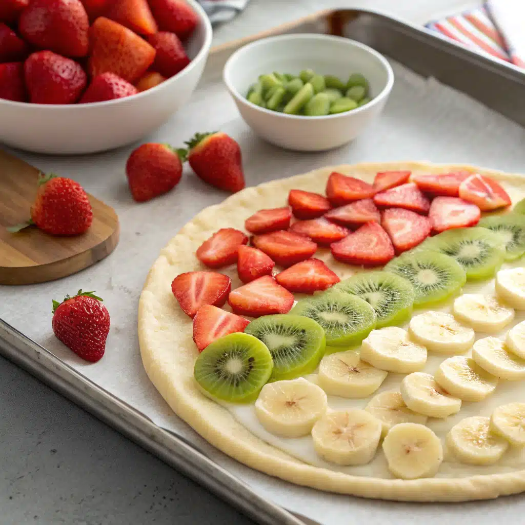Easy fruit pizza recipe first step