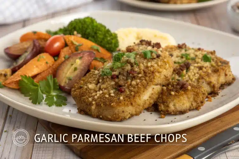 garlic parmesan beef chops featured image