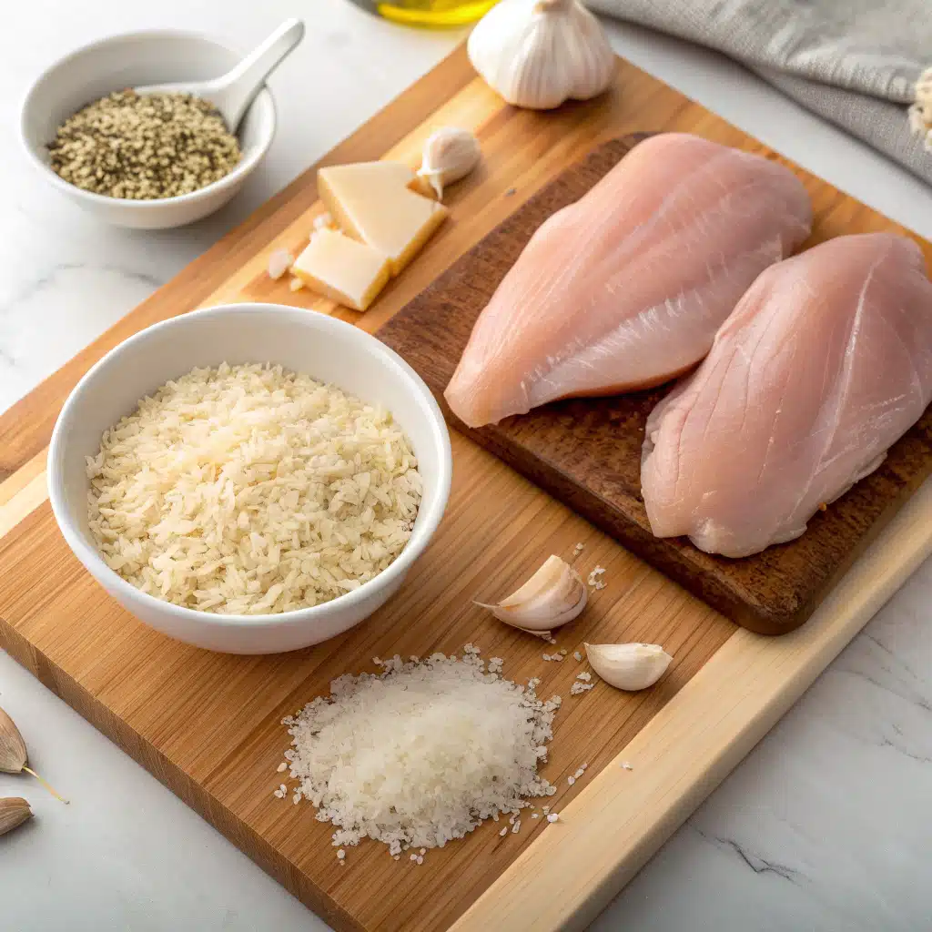 garlic parmesan chicken and rice First Step