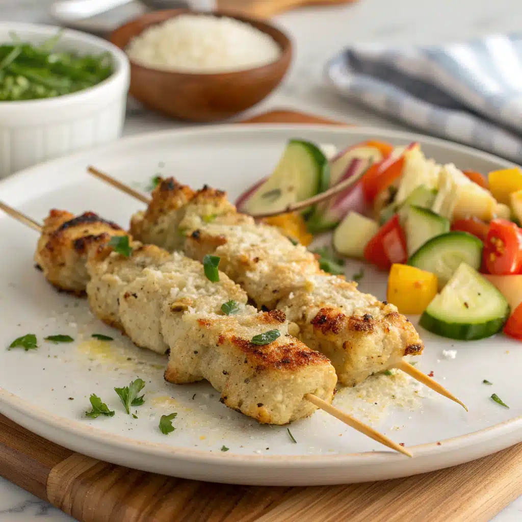 garlic parmesan chicken skewers Serving