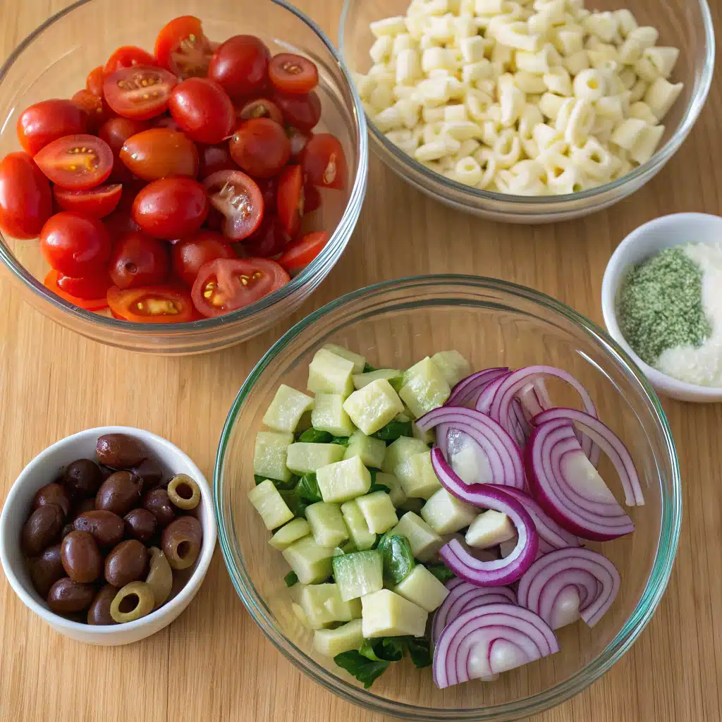 Greek pasta salad ingredients