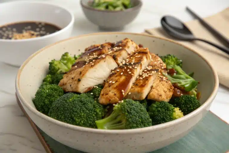 grilled chicken broccoli bowl featured image