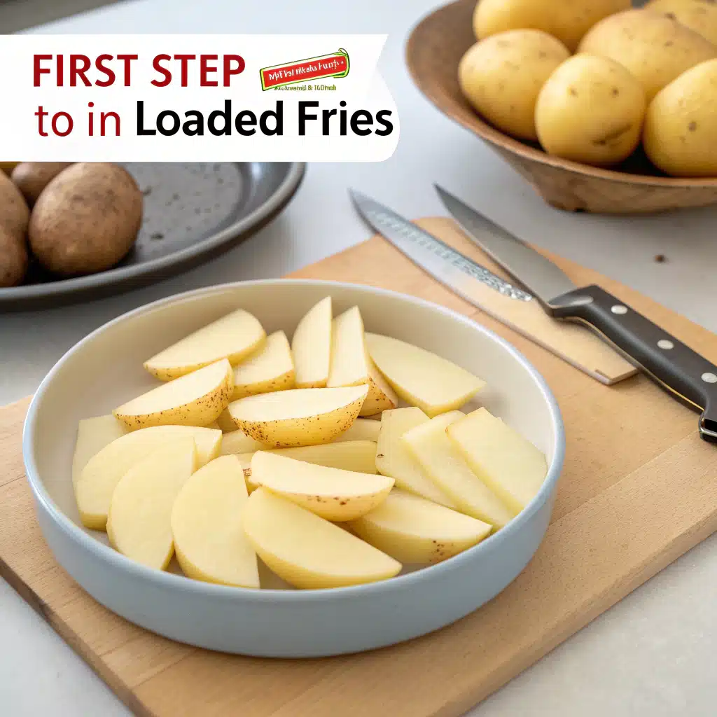 First step in making loaded fries