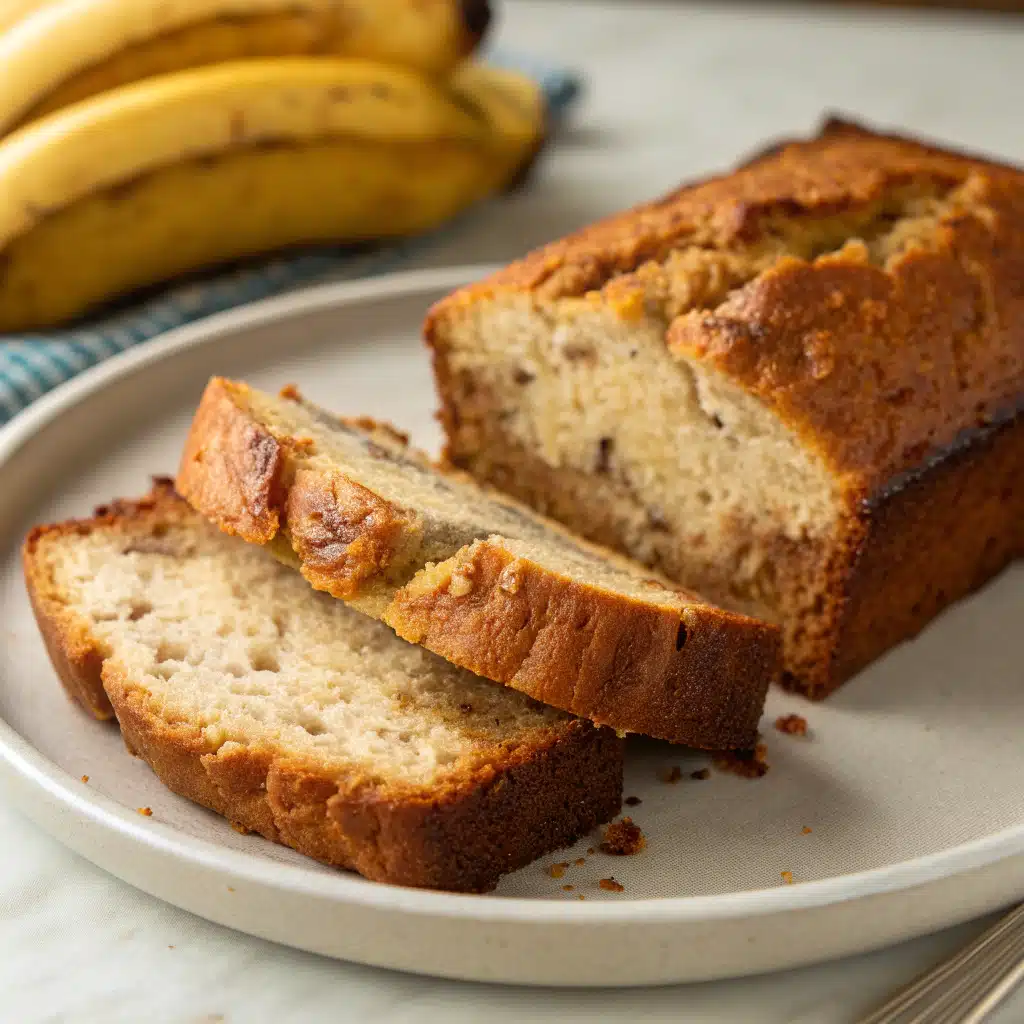 moist banana bread Serving