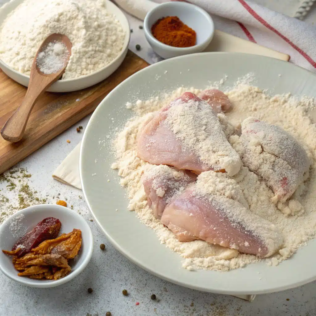 Oven fried chicken first step