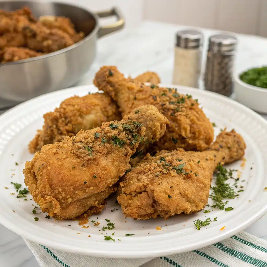 Oven fried chicken serving