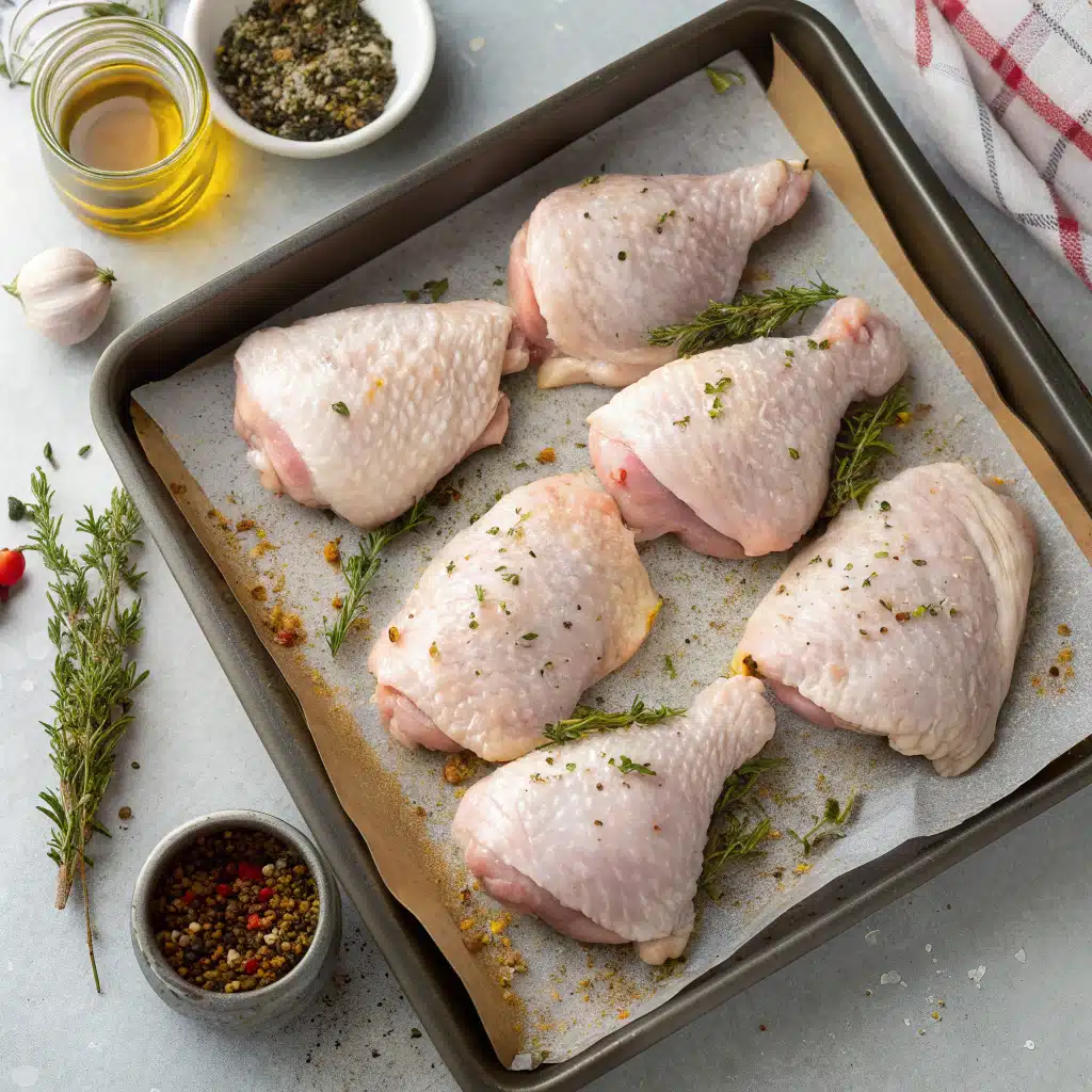 Oven roasted chicken thighs First Step