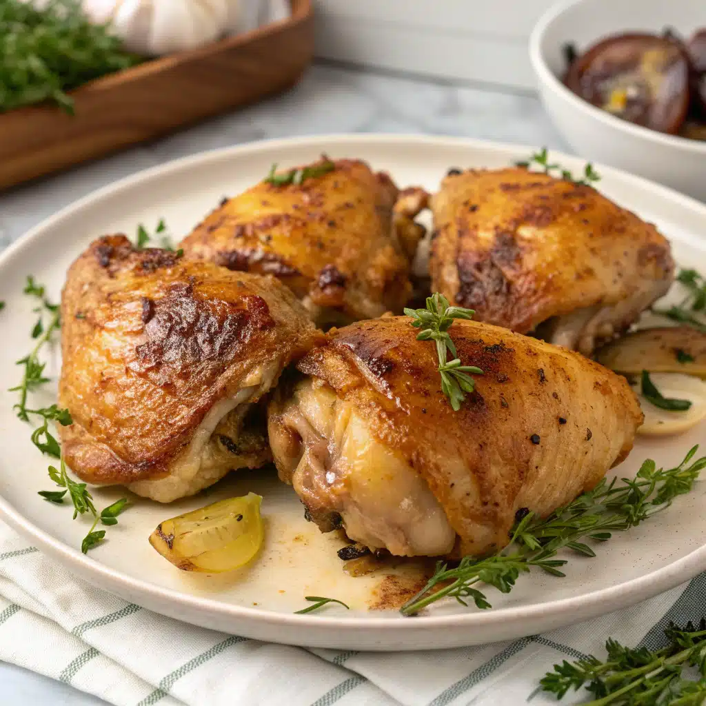 Oven roasted chicken thighs Serving