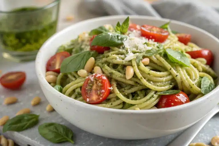 pesto pasta salad featured image