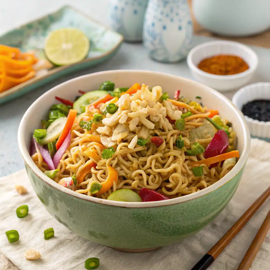 Ramen noodle salad serving suggestion