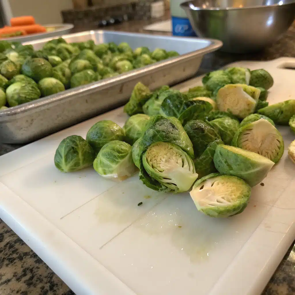 Roasted brussel sprouts first step