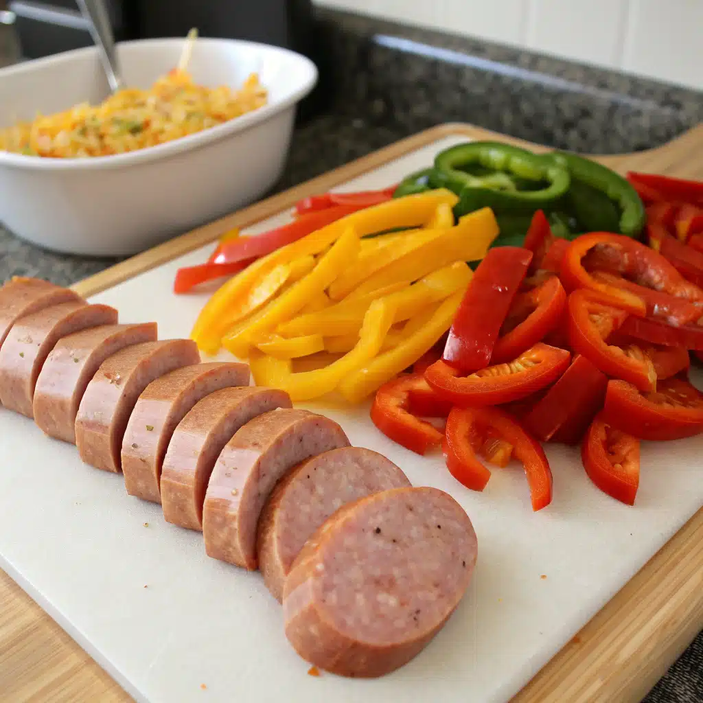 sausage and peppers First Step