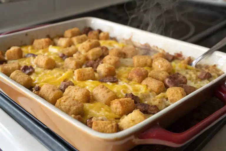 sausage tater tot breakfast casserole featured image