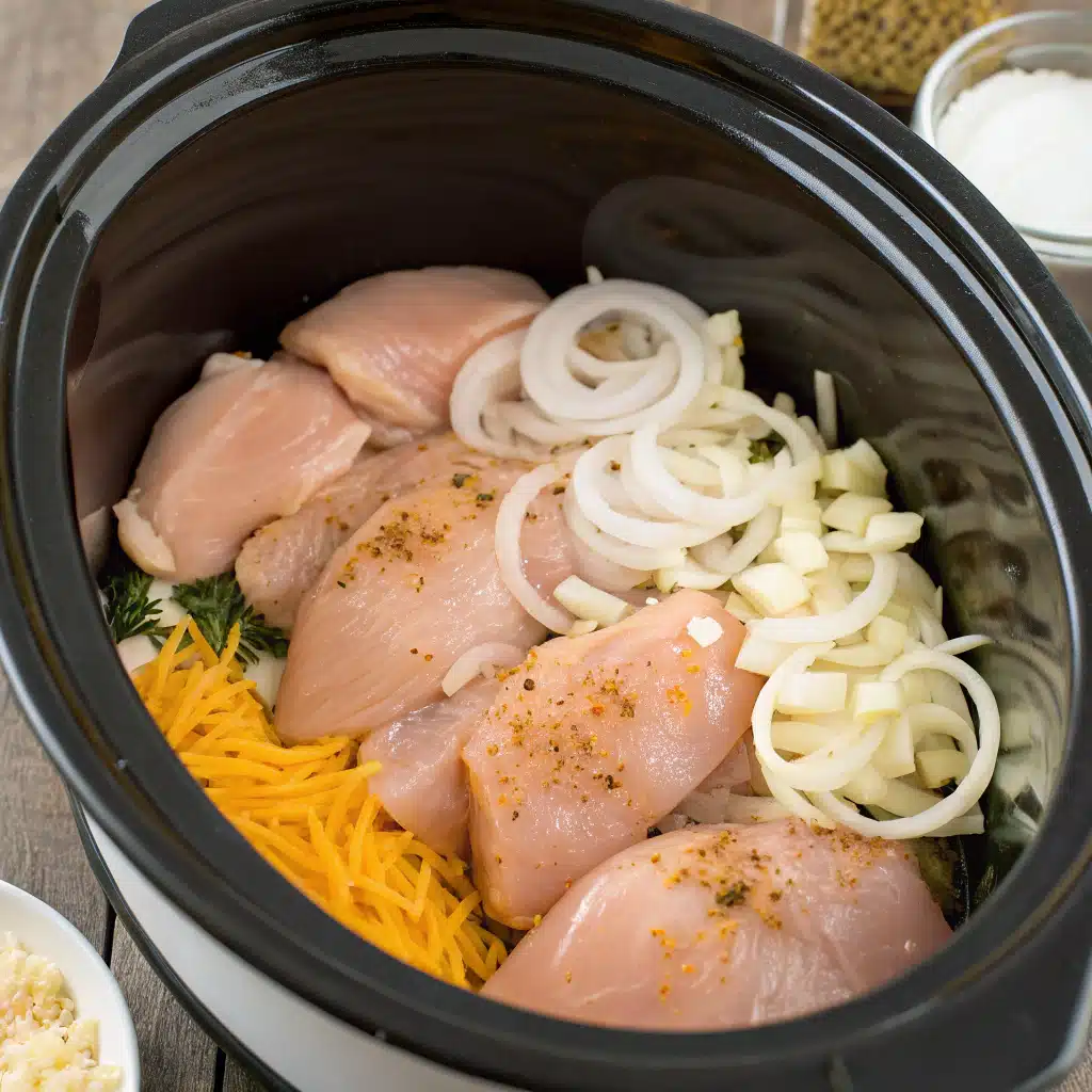 Slow Cooker Cheesy Ranch Chicken First Step