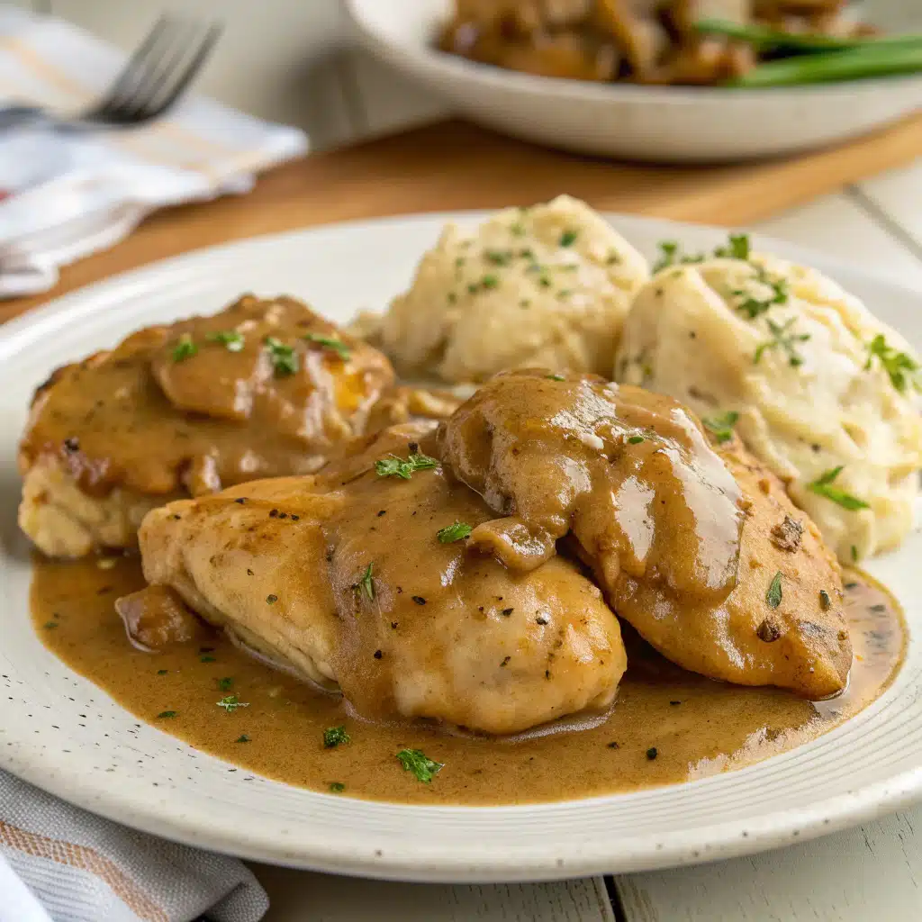 smothered chicken and gravy Serving