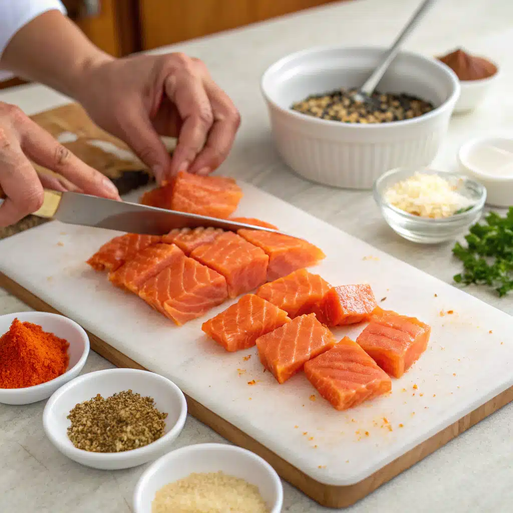spicy salmon bites First Step
