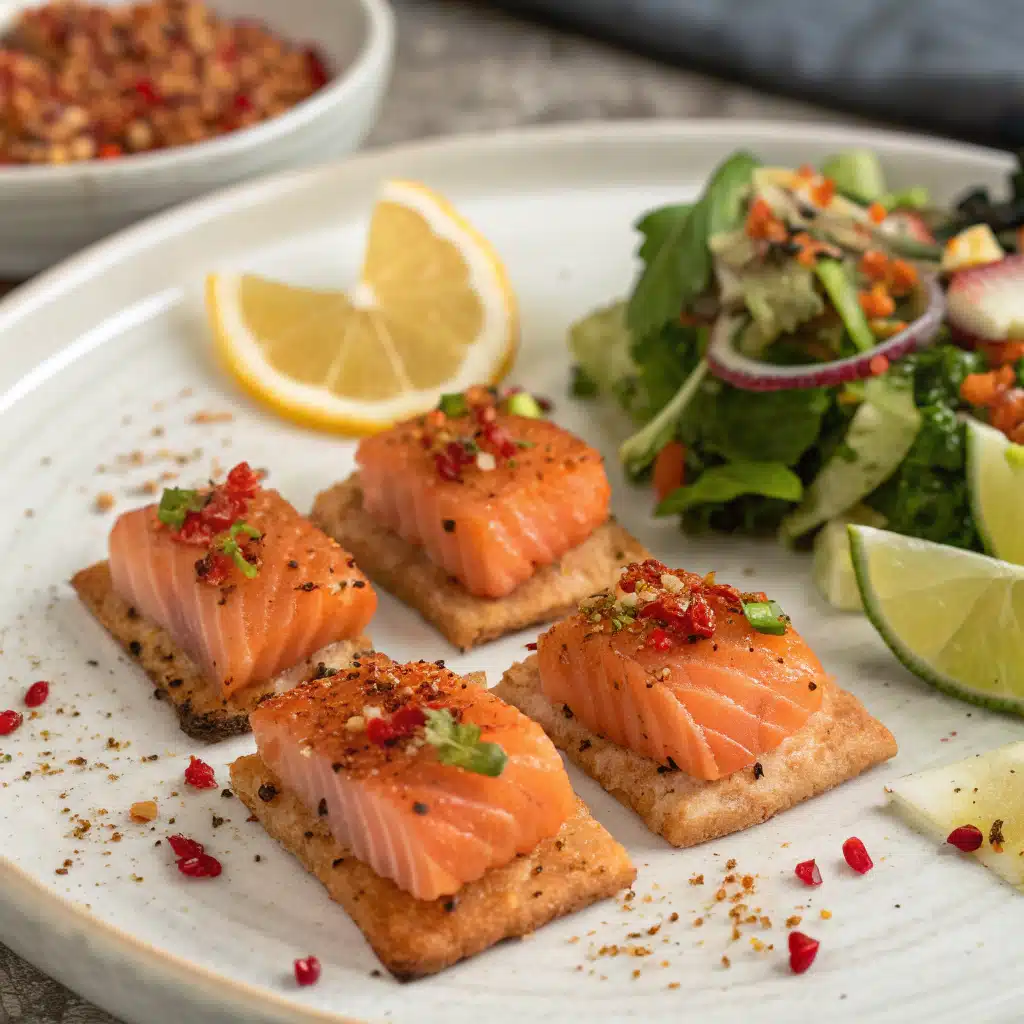 spicy salmon bites Serving