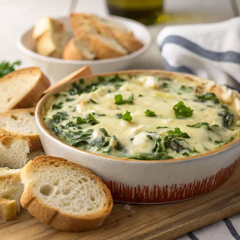 spinach artichoke dip Serving