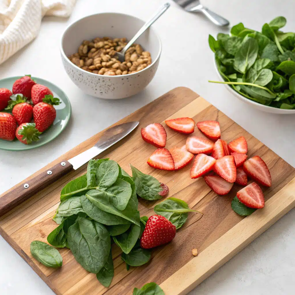 strawberry spinach salad First Step