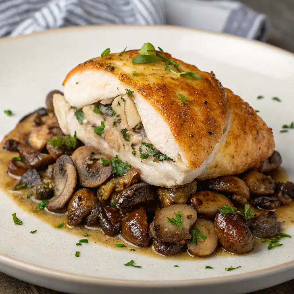 Stuffed chicken breast with mushrooms Serving