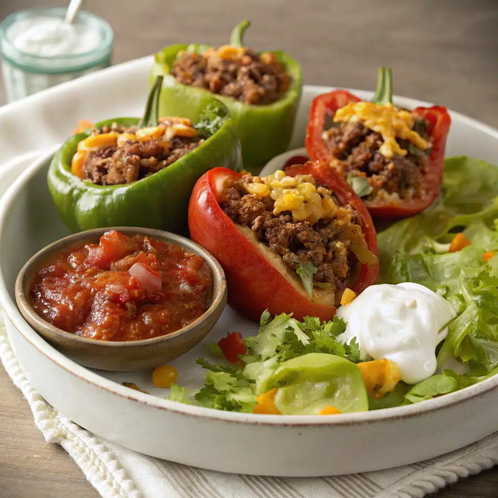 Taco stuffed peppers serving