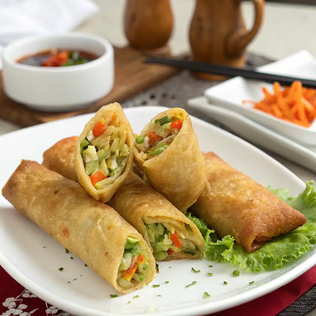 Vegetable egg rolls serving