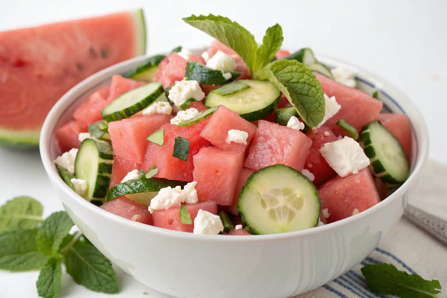 watermelon cucumber feta salad featured image