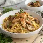 Cajun chicken mushroom pasta Serving