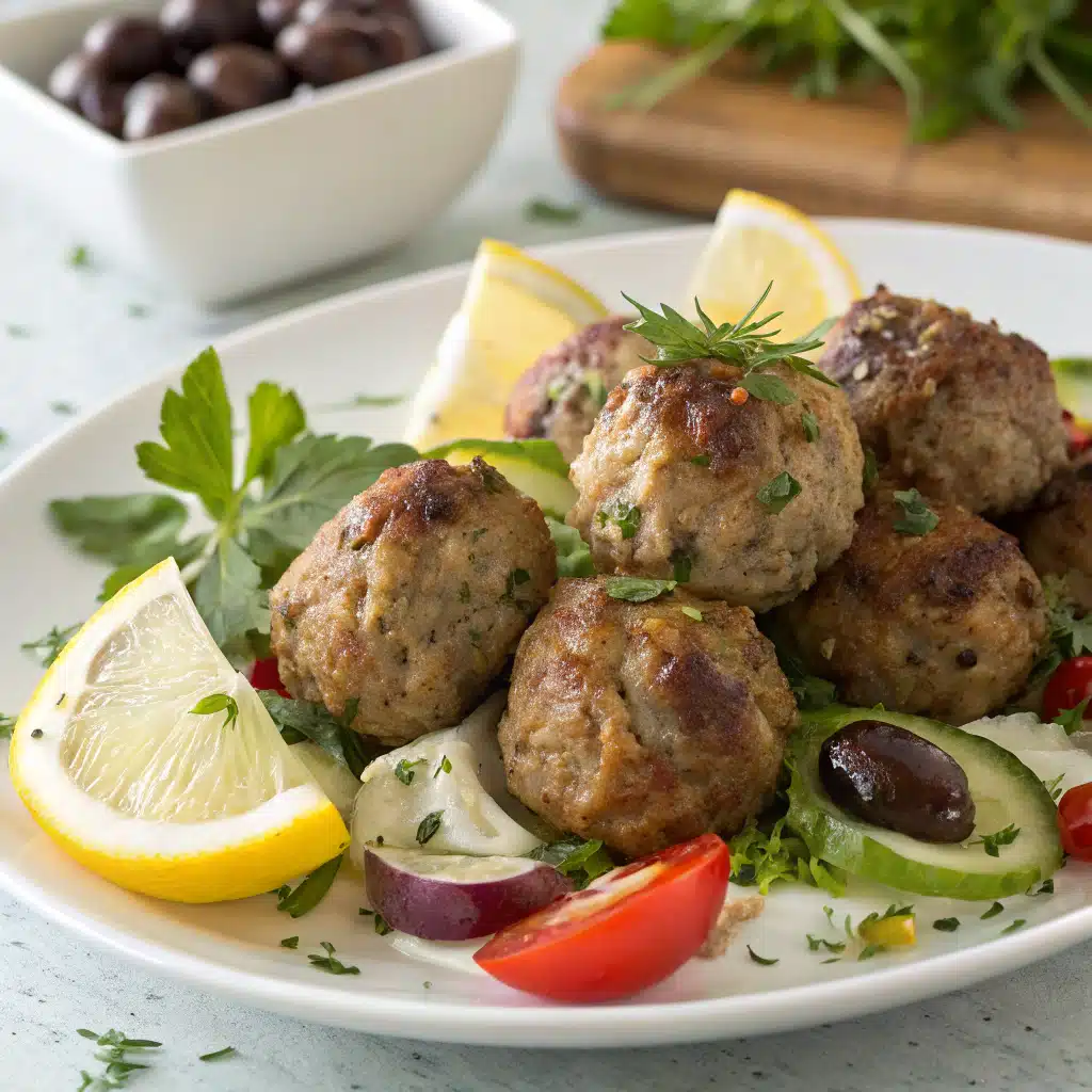 Greek lamb meatballs Serving