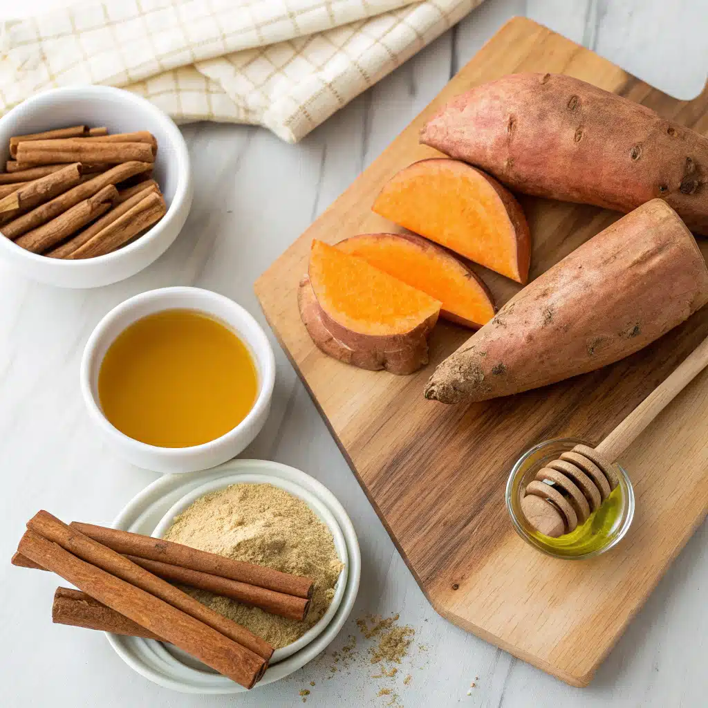 Roasted Sweet Potatoes with Honey and Cinnamon ingredients